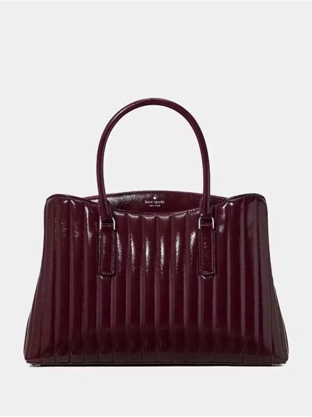 Kate Spade Thompson Street Shiny Quilted Satchel Bag Grenache